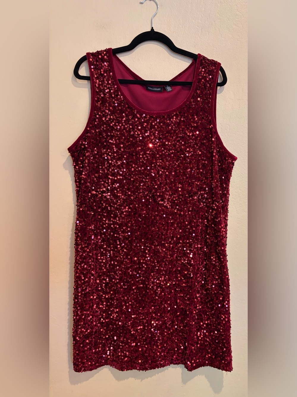 Nina Leonard Merlot Sequin Party Dress, Size 1X, Christmas Vibes, Holiday Party